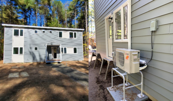 This new construction home in Northampton, MA was built by Pioneer Valley Habitat for Humanity. The home is so well insulated that the entire building is heated and cooled by one single-head heat pump!